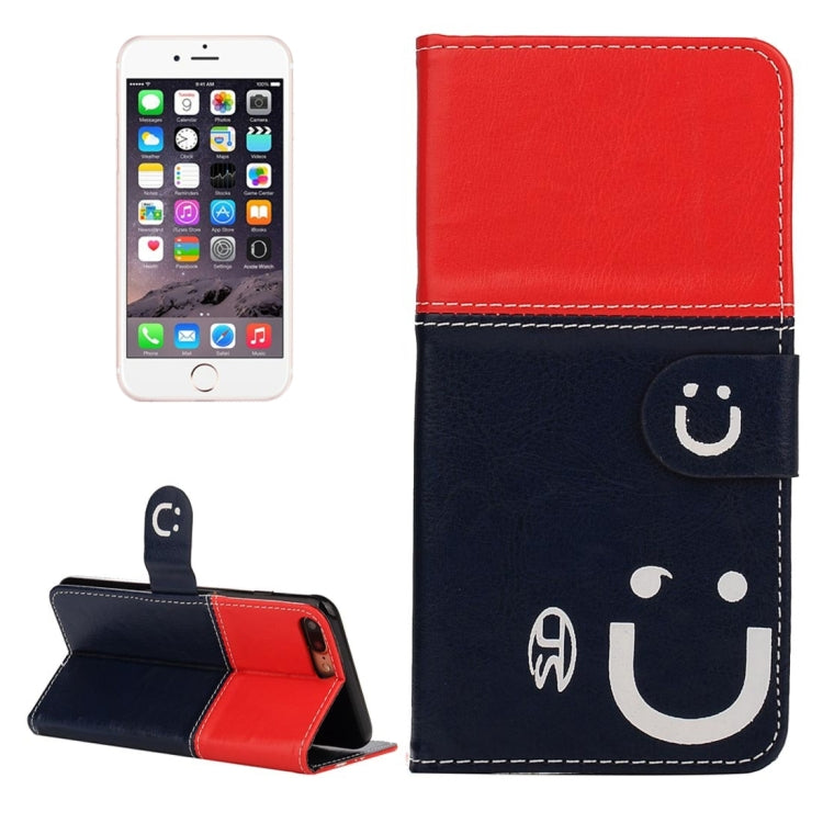 For iPhone 8 Plus & 7 Plus   Smiling Face Pattern Splice Horizontal Flip Leather Case with Holder & Card Slots & Wallet