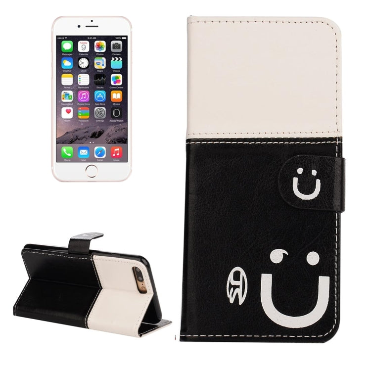 For iPhone 8 Plus & 7 Plus   Smiling Face Pattern Splice Horizontal Flip Leather Case with Holder & Card Slots & Wallet