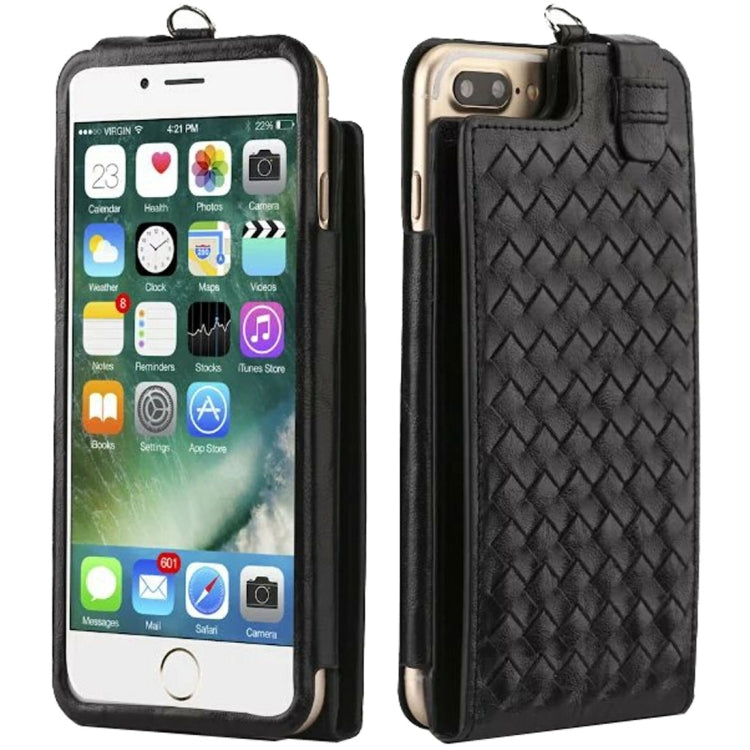 Multi-function Handmade Knit Texture Flip Leather Wallet Case with Card Slots & Lanyard for 5.5 inch iPhone 8 Plus & 7 Plus   & iPhone 6 Plus