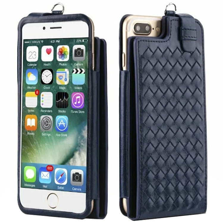 Multi-function Handmade Knit Texture Flip Leather Wallet Case with Card Slots & Lanyard for 5.5 inch iPhone 8 Plus & 7 Plus   & iPhone 6 Plus