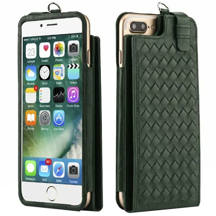 Multi-function Handmade Knit Texture Flip Leather Wallet Case with Card Slots & Lanyard for 5.5 inch iPhone 8 Plus & 7 Plus   & iPhone 6 Plus