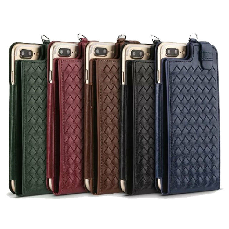 Multi-function Handmade Knit Texture Flip Leather Wallet Case with Card Slots & Lanyard for 5.5 inch iPhone 8 Plus & 7 Plus   & iPhone 6 Plus