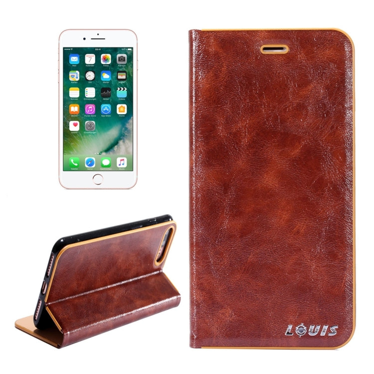 LOUIS for iPhone 8 Plus & 7 Plus   Crystal Texture PC Full Coverage Horizontal Flip Leather Case with Holder & Card Slots