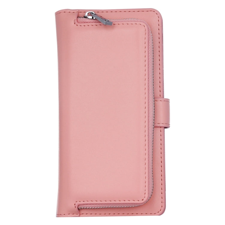 For iPhone 8 Plus & 7 Plus   Plain Weave Texture Zipper Horizontal Flip Leather Case with Detachable Back Protective Case & Card Slots & Wallet
