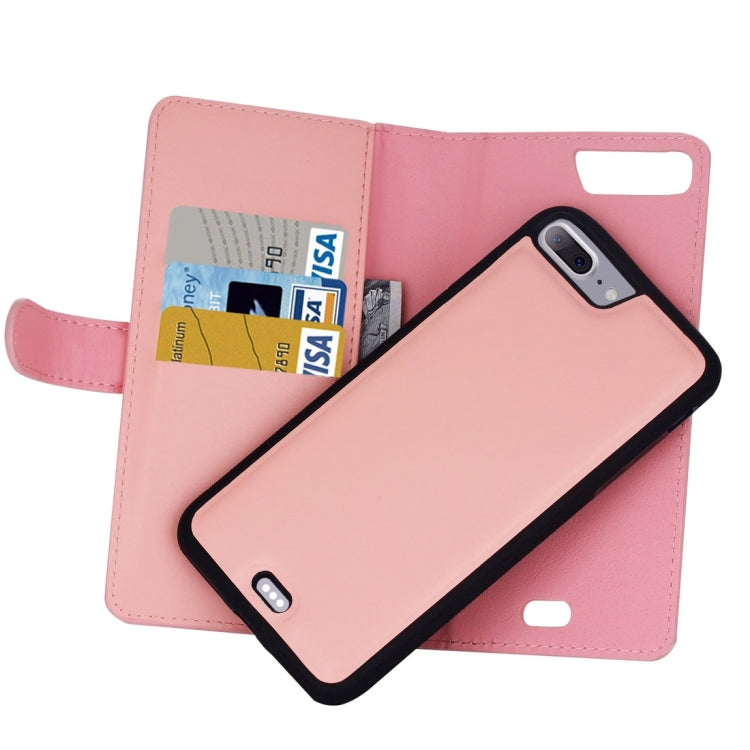 For iPhone 8 Plus & 7 Plus   Plain Weave Texture Zipper Horizontal Flip Leather Case with Detachable Back Protective Case & Card Slots & Wallet