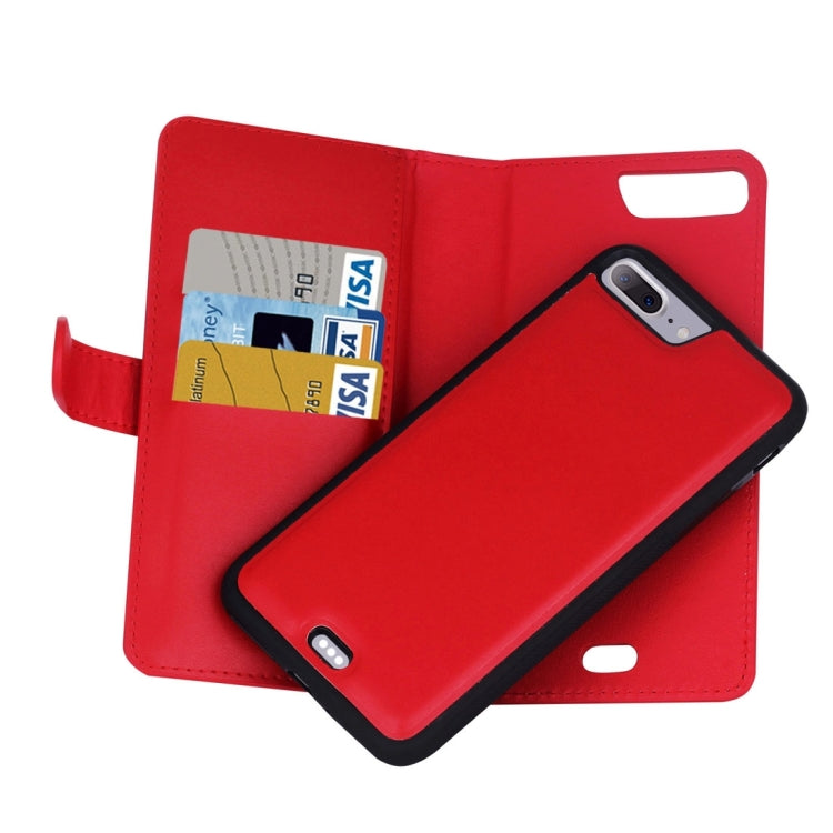 For iPhone 8 Plus & 7 Plus   Plain Weave Texture Zipper Horizontal Flip Leather Case with Detachable Back Protective Case & Card Slots & Wallet
