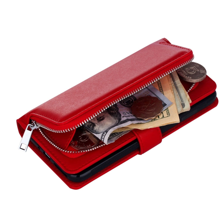 For iPhone 8 Plus & 7 Plus   Plain Weave Texture Zipper Horizontal Flip Leather Case with Detachable Back Protective Case & Card Slots & Wallet