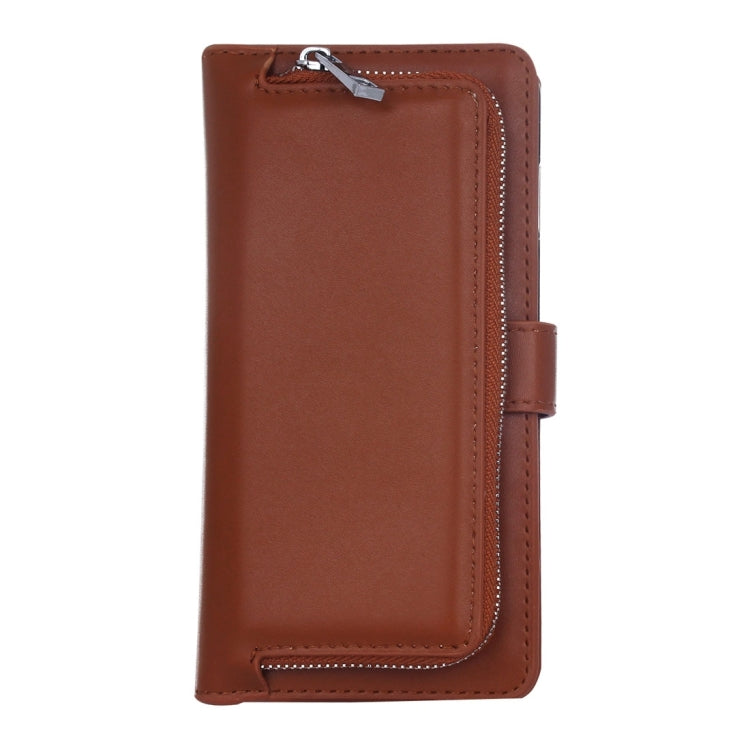 For iPhone 8 Plus & 7 Plus   Plain Weave Texture Zipper Horizontal Flip Leather Case with Detachable Back Protective Case & Card Slots & Wallet