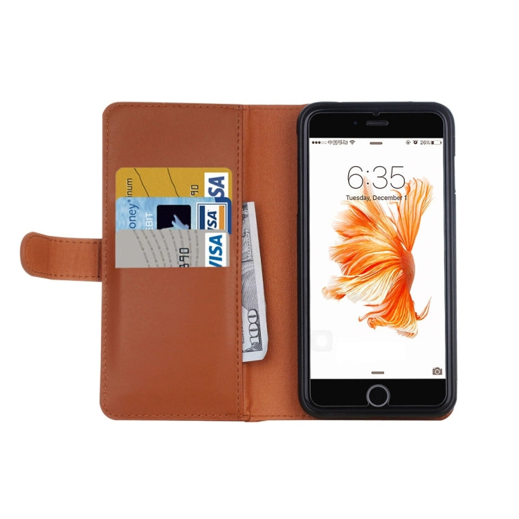 For iPhone 8 Plus & 7 Plus   Plain Weave Texture Zipper Horizontal Flip Leather Case with Detachable Back Protective Case & Card Slots & Wallet
