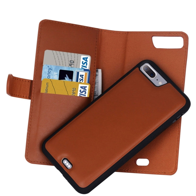 For iPhone 8 Plus & 7 Plus   Plain Weave Texture Zipper Horizontal Flip Leather Case with Detachable Back Protective Case & Card Slots & Wallet