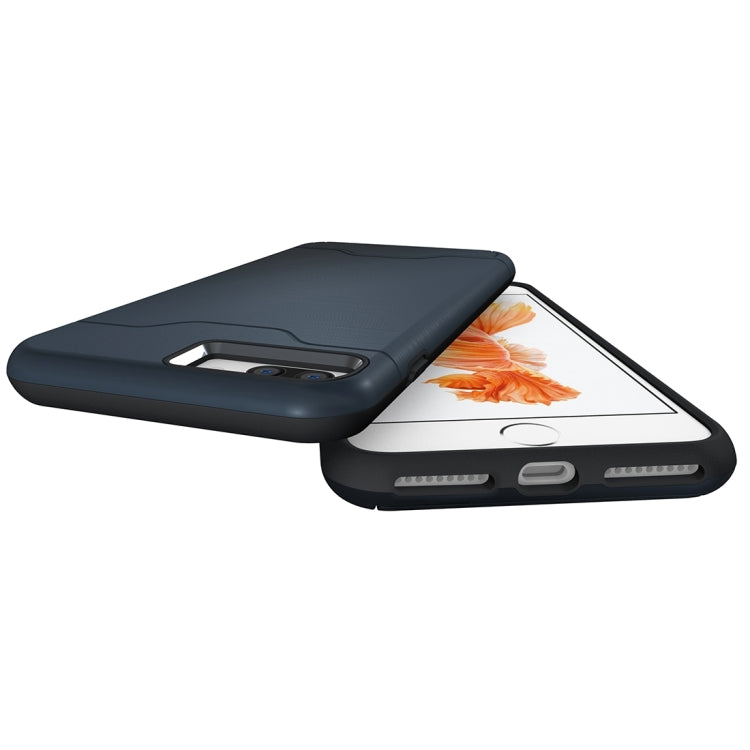 For iPhone 8 Plus & 7 Plus   Brushed Texture Separable TPU + PC Combination Back Case with Card Slot & Holder
