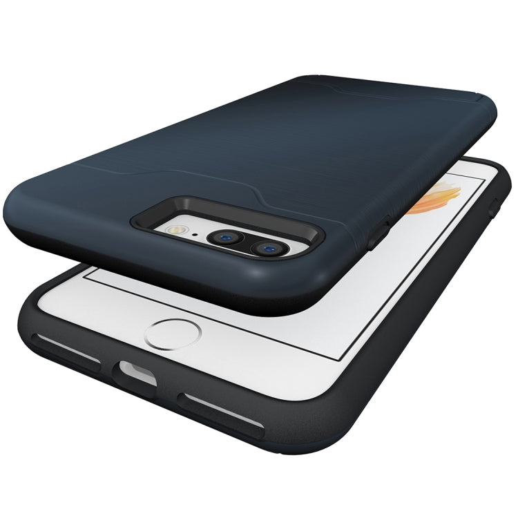 For iPhone 8 Plus & 7 Plus   Brushed Texture Separable TPU + PC Combination Back Case with Card Slot & Holder