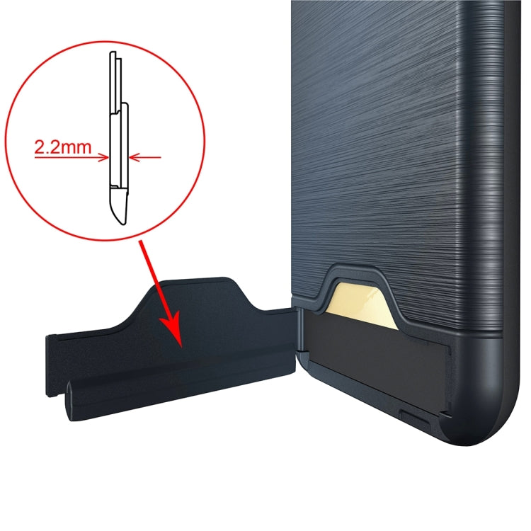 For iPhone 8 Plus & 7 Plus   Brushed Texture Separable TPU + PC Combination Back Case with Card Slot & Holder