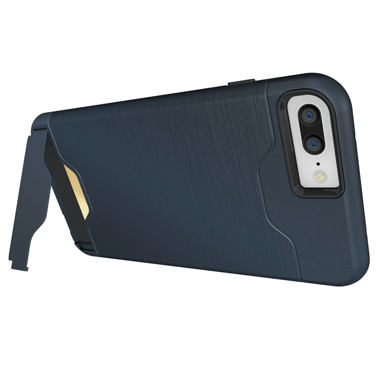 For iPhone 8 Plus & 7 Plus   Brushed Texture Separable TPU + PC Combination Back Case with Card Slot & Holder