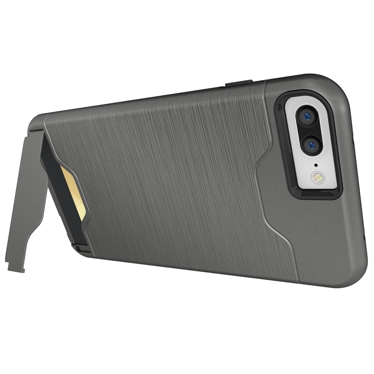 For iPhone 8 Plus & 7 Plus   Brushed Texture Separable TPU + PC Combination Back Case with Card Slot & Holder