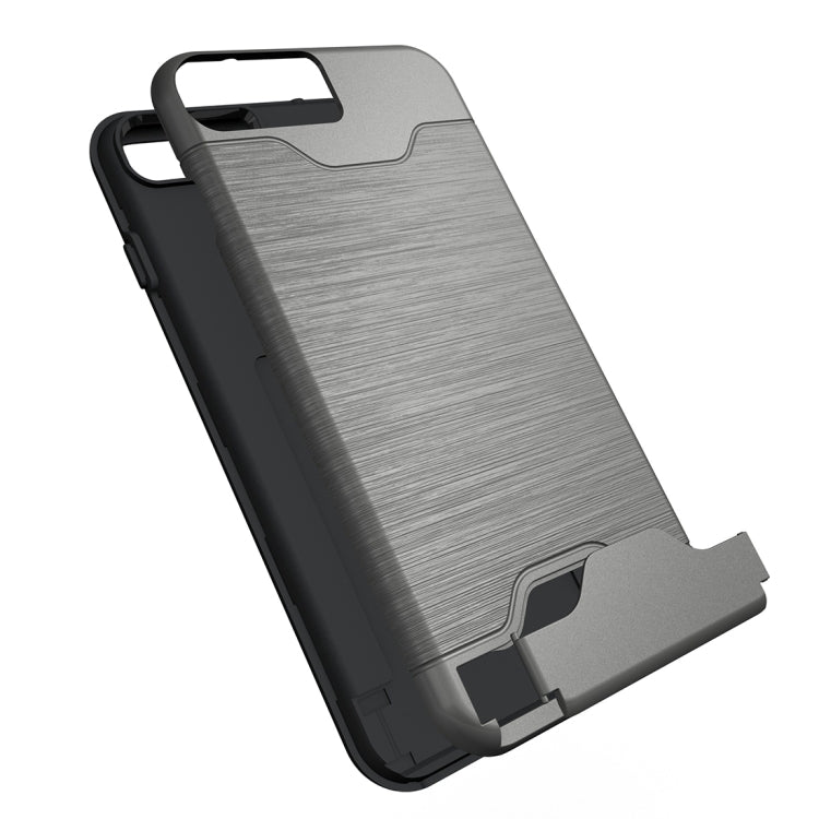 For iPhone 8 Plus & 7 Plus   Brushed Texture Separable TPU + PC Combination Back Case with Card Slot & Holder