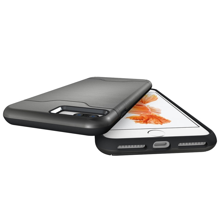 For iPhone 8 Plus & 7 Plus   Brushed Texture Separable TPU + PC Combination Back Case with Card Slot & Holder