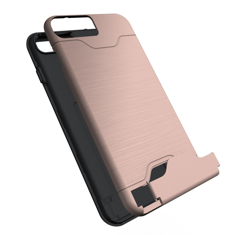 For iPhone 8 Plus & 7 Plus   Brushed Texture Separable TPU + PC Combination Back Case with Card Slot & Holder