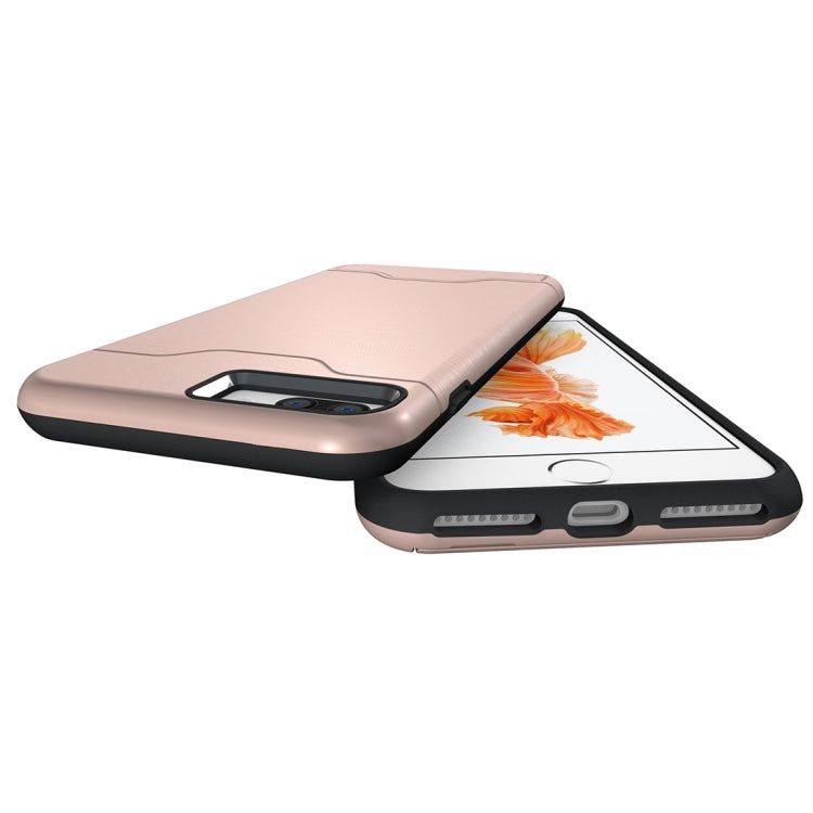 For iPhone 8 Plus & 7 Plus   Brushed Texture Separable TPU + PC Combination Back Case with Card Slot & Holder