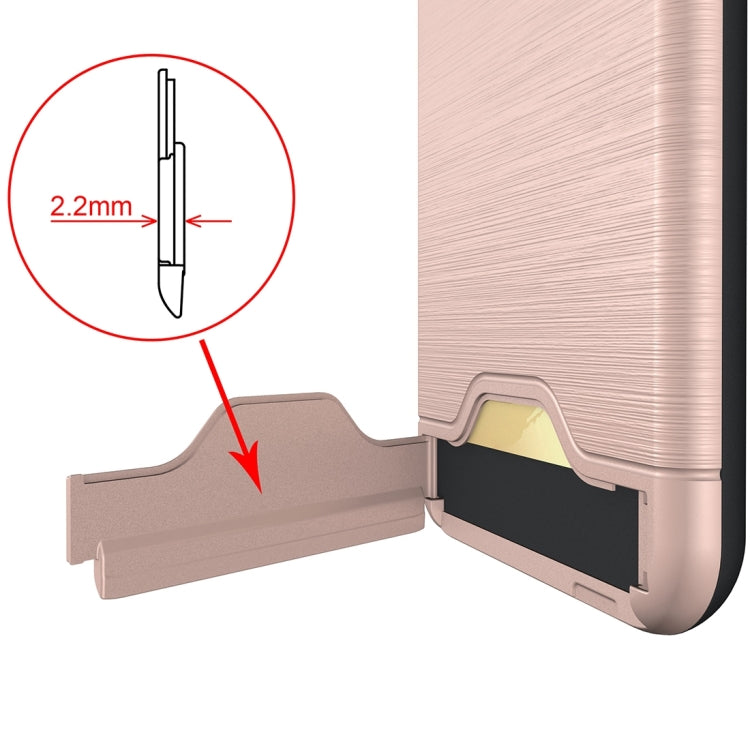 For iPhone 8 Plus & 7 Plus   Brushed Texture Separable TPU + PC Combination Back Case with Card Slot & Holder