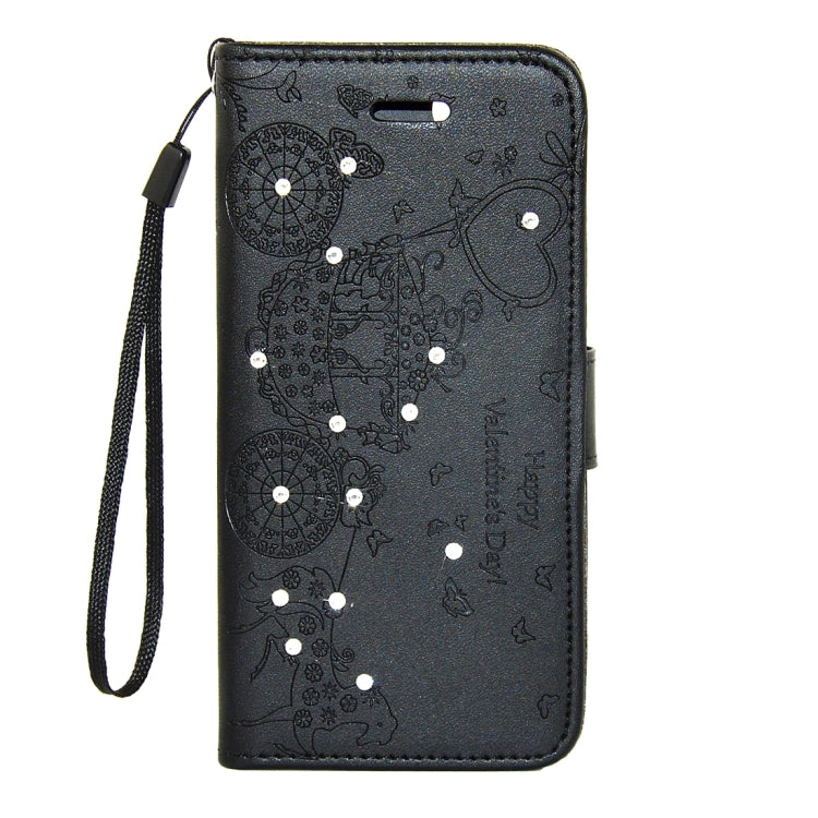 For iPhone 8 Plus & 7 Plus   Pressed Flower Butterfly Carriage Pattern Diamond Encrusted Horizontal Flip Leather Case with Holder & Card Slots & Wallet & Photo Frame & Lanyard