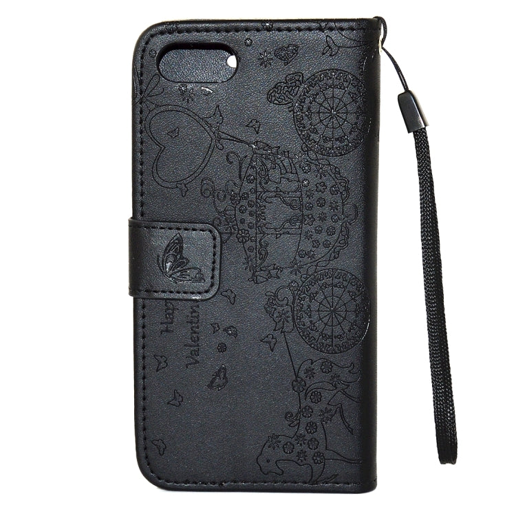 For iPhone 8 Plus & 7 Plus   Pressed Flower Butterfly Carriage Pattern Diamond Encrusted Horizontal Flip Leather Case with Holder & Card Slots & Wallet & Photo Frame & Lanyard