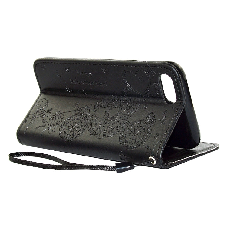For iPhone 8 Plus & 7 Plus   Pressed Flower Butterfly Carriage Pattern Diamond Encrusted Horizontal Flip Leather Case with Holder & Card Slots & Wallet & Photo Frame & Lanyard
