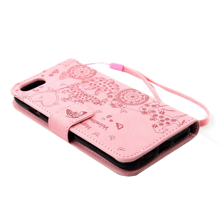 For iPhone 8 Plus & 7 Plus   Pressed Flower Butterfly Carriage Pattern Diamond Encrusted Horizontal Flip Leather Case with Holder & Card Slots & Wallet & Photo Frame & Lanyard