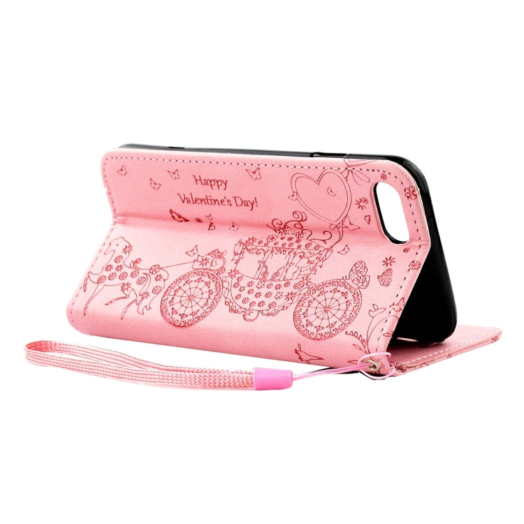 For iPhone 8 Plus & 7 Plus   Pressed Flower Butterfly Carriage Pattern Diamond Encrusted Horizontal Flip Leather Case with Holder & Card Slots & Wallet & Photo Frame & Lanyard