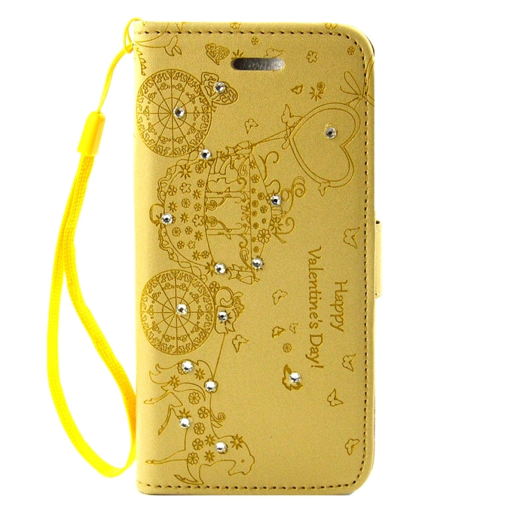 For iPhone 8 Plus & 7 Plus   Pressed Flower Butterfly Carriage Pattern Diamond Encrusted Horizontal Flip Leather Case with Holder & Card Slots & Wallet & Photo Frame & Lanyard