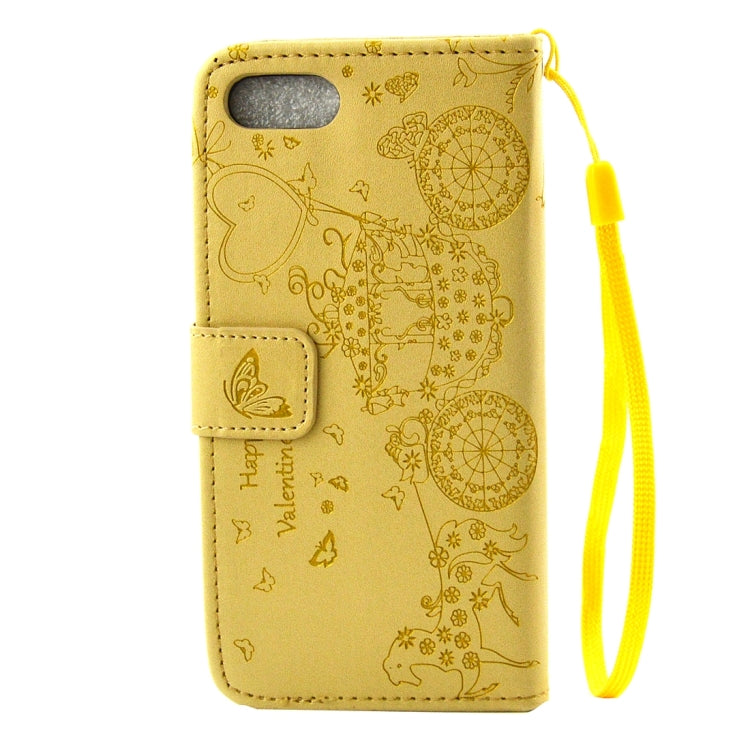 For iPhone 8 Plus & 7 Plus   Pressed Flower Butterfly Carriage Pattern Diamond Encrusted Horizontal Flip Leather Case with Holder & Card Slots & Wallet & Photo Frame & Lanyard