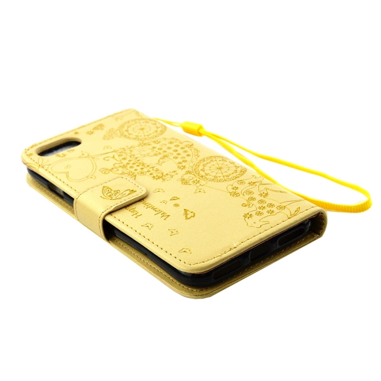 For iPhone 8 Plus & 7 Plus   Pressed Flower Butterfly Carriage Pattern Diamond Encrusted Horizontal Flip Leather Case with Holder & Card Slots & Wallet & Photo Frame & Lanyard