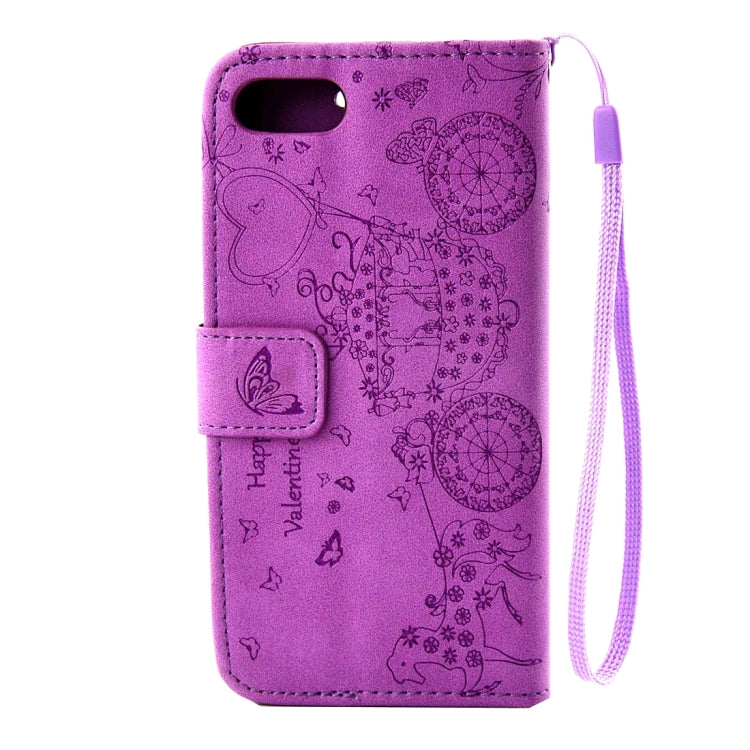 For iPhone 8 Plus & 7 Plus   Pressed Flower Butterfly Carriage Pattern Diamond Encrusted Horizontal Flip Leather Case with Holder & Card Slots & Wallet & Photo Frame & Lanyard