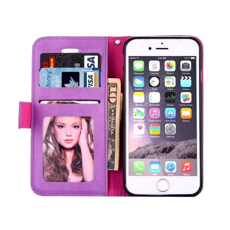 For iPhone 8 Plus & 7 Plus   Pressed Flower Butterfly Carriage Pattern Diamond Encrusted Horizontal Flip Leather Case with Holder & Card Slots & Wallet & Photo Frame & Lanyard