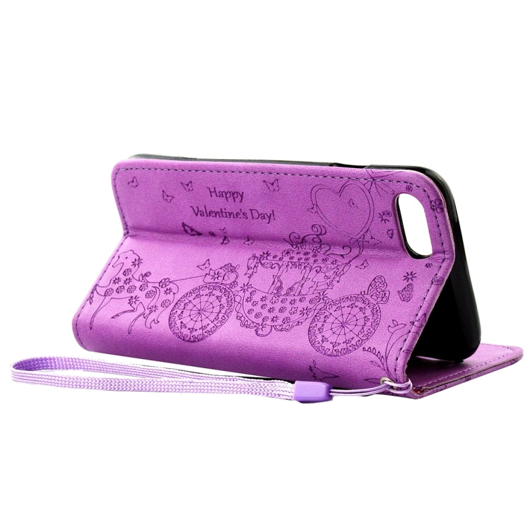 For iPhone 8 Plus & 7 Plus   Pressed Flower Butterfly Carriage Pattern Diamond Encrusted Horizontal Flip Leather Case with Holder & Card Slots & Wallet & Photo Frame & Lanyard