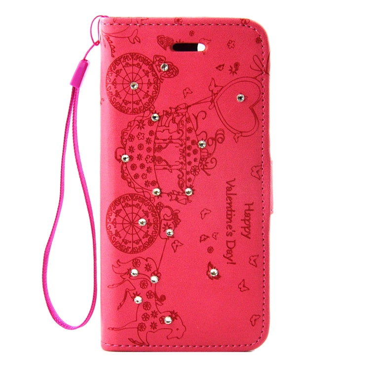 For iPhone 8 Plus & 7 Plus   Pressed Flower Butterfly Carriage Pattern Diamond Encrusted Horizontal Flip Leather Case with Holder & Card Slots & Wallet & Photo Frame & Lanyard