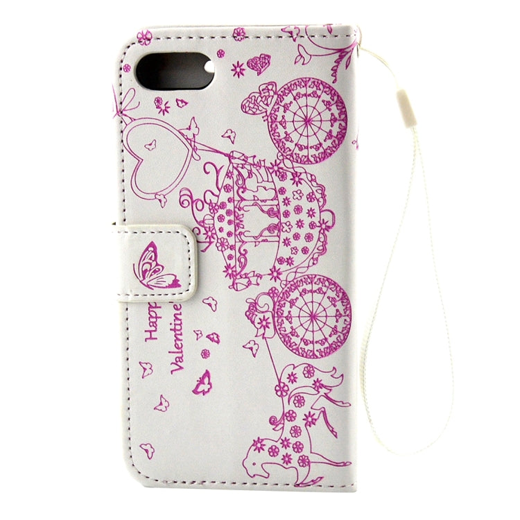For iPhone 8 Plus & 7 Plus   Pressed Flower Butterfly Carriage Pattern Diamond Encrusted Horizontal Flip Leather Case with Holder & Card Slots & Wallet & Photo Frame & Lanyard