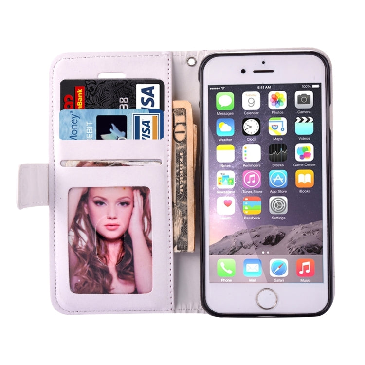 For iPhone 8 Plus & 7 Plus   Pressed Flower Butterfly Carriage Pattern Diamond Encrusted Horizontal Flip Leather Case with Holder & Card Slots & Wallet & Photo Frame & Lanyard