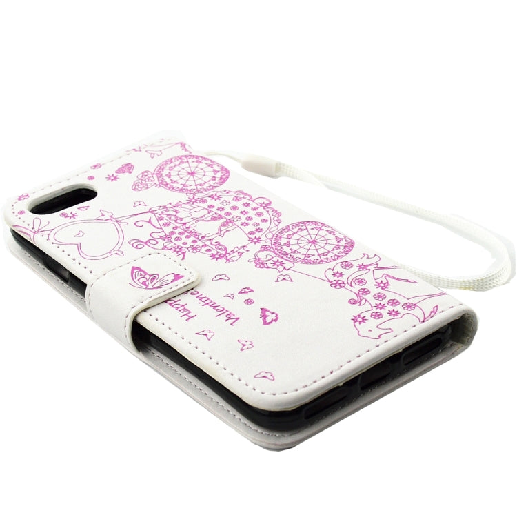 For iPhone 8 Plus & 7 Plus   Pressed Flower Butterfly Carriage Pattern Diamond Encrusted Horizontal Flip Leather Case with Holder & Card Slots & Wallet & Photo Frame & Lanyard