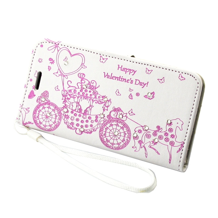 For iPhone 8 Plus & 7 Plus   Pressed Flower Butterfly Carriage Pattern Diamond Encrusted Horizontal Flip Leather Case with Holder & Card Slots & Wallet & Photo Frame & Lanyard