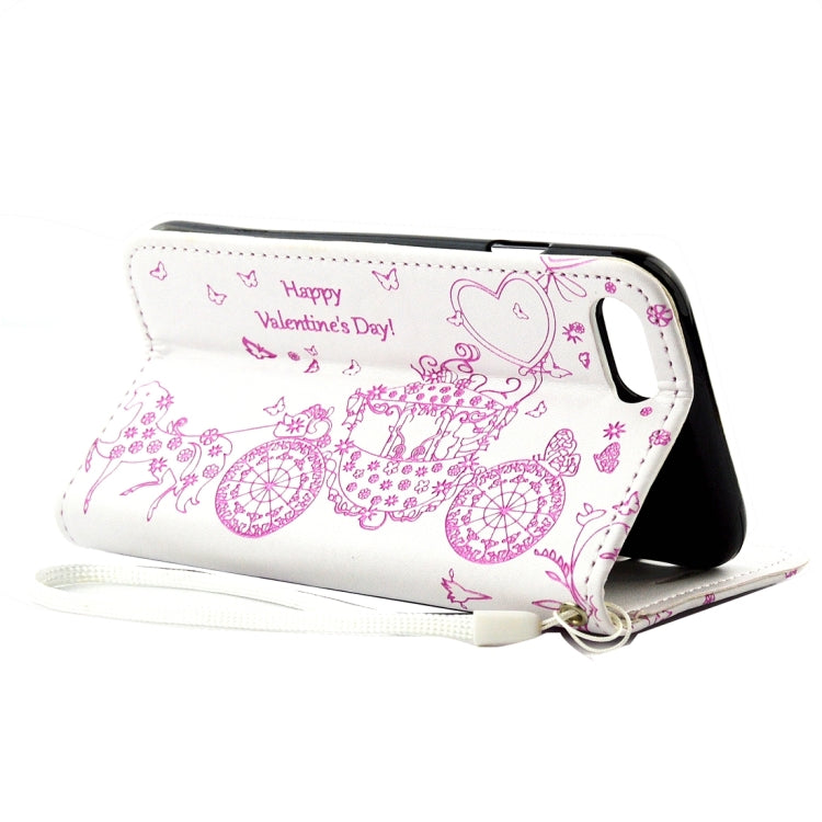 For iPhone 8 Plus & 7 Plus   Pressed Flower Butterfly Carriage Pattern Diamond Encrusted Horizontal Flip Leather Case with Holder & Card Slots & Wallet & Photo Frame & Lanyard