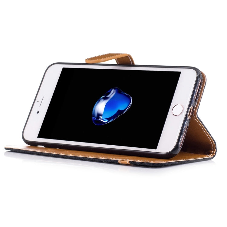 For iPhone 8 Plus & 7 Plus   Denim Texture Leather Case with Holder & Card Slots & Wallet & Lanyard