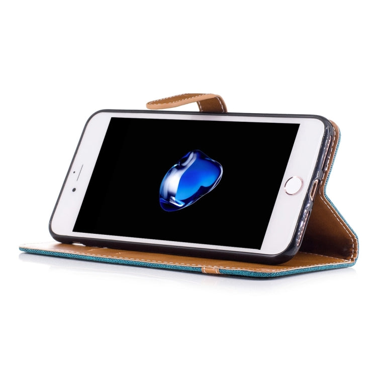 For iPhone 8 Plus & 7 Plus   Denim Texture Leather Case with Holder & Card Slots & Wallet & Lanyard