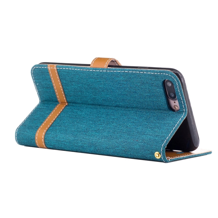 For iPhone 8 Plus & 7 Plus   Denim Texture Leather Case with Holder & Card Slots & Wallet & Lanyard