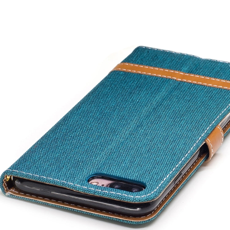 For iPhone 8 Plus & 7 Plus   Denim Texture Leather Case with Holder & Card Slots & Wallet & Lanyard