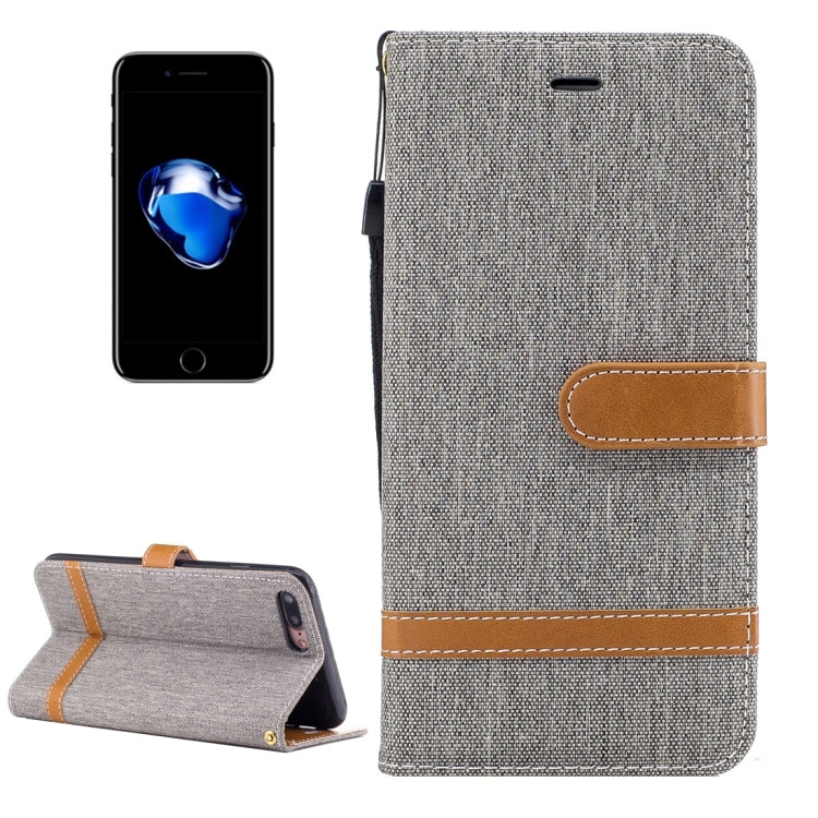 For iPhone 8 Plus & 7 Plus   Denim Texture Leather Case with Holder & Card Slots & Wallet & Lanyard