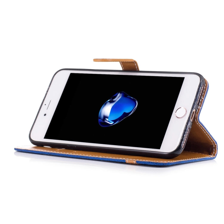 For iPhone 8 Plus & 7 Plus   Denim Texture Leather Case with Holder & Card Slots & Wallet & Lanyard