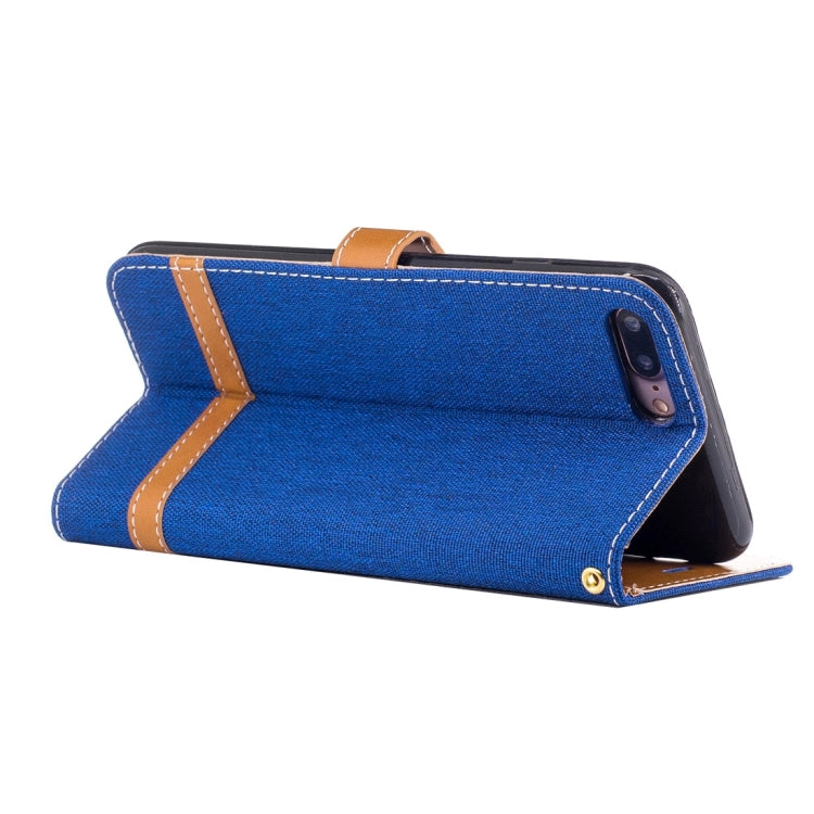 For iPhone 8 Plus & 7 Plus   Denim Texture Leather Case with Holder & Card Slots & Wallet & Lanyard