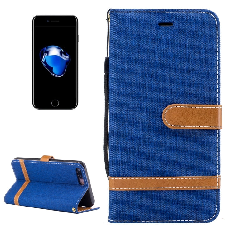 For iPhone 8 Plus & 7 Plus   Denim Texture Leather Case with Holder & Card Slots & Wallet & Lanyard