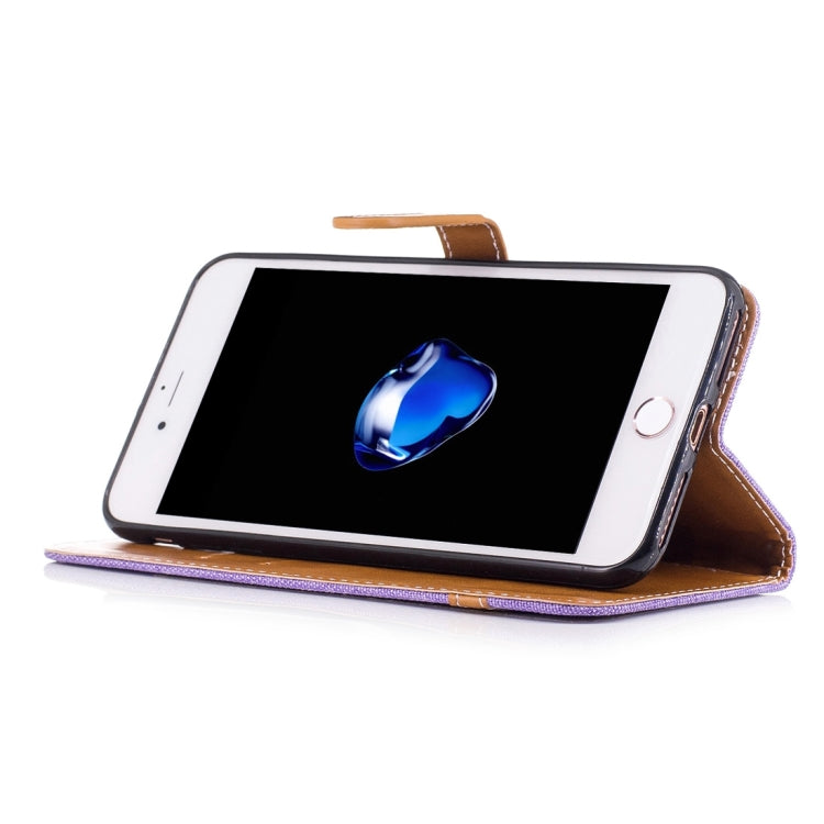For iPhone 8 Plus & 7 Plus   Denim Texture Leather Case with Holder & Card Slots & Wallet & Lanyard